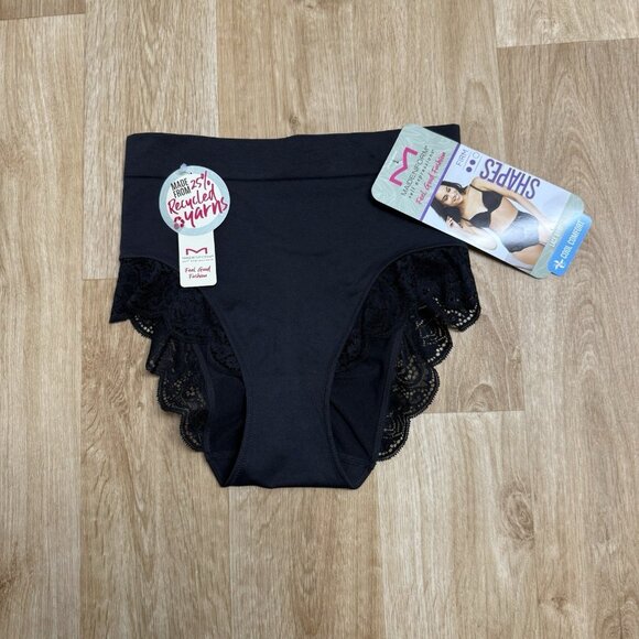 MAIDENFORM SHAPEWEAR LACE BRIEF FIRM SIZE L BLACK COOL COMFORT SEAMLESS NEW - Picture 1 of 5